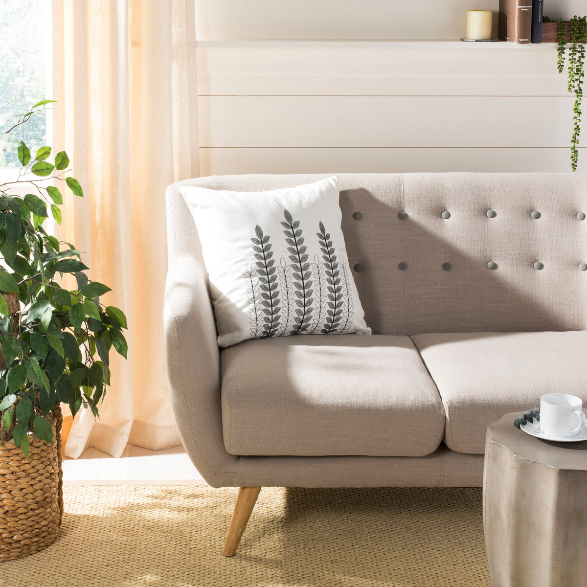 Safavieh Valorie Vine Pillow , PLS764 - White / Grey