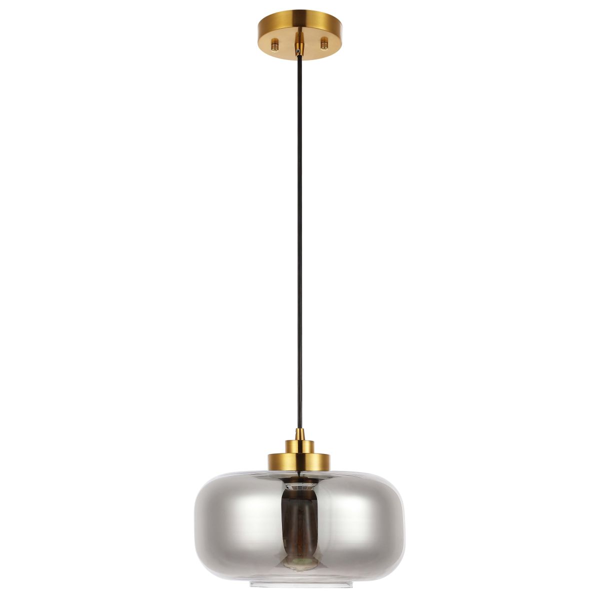 Safavieh Edge 11 Inch Pendant , PND4144 - Smoke Grey / Brass