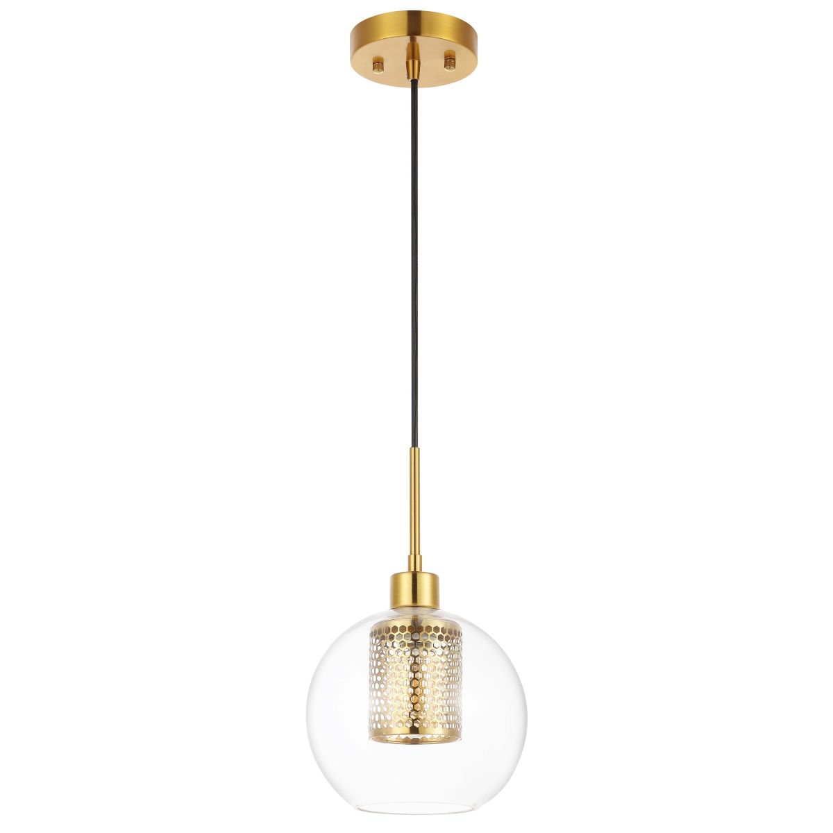 Safavieh Toronto 7.75 Inch Extendable Pendant , PND4146 - Clear / Brass