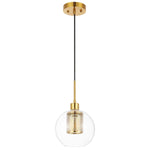 Safavieh Toronto 7.75 Inch Extendable Pendant , PND4146 - Clear / Brass