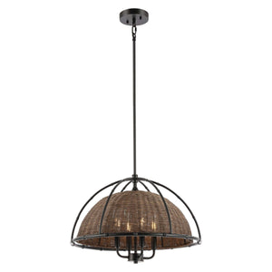 Safavieh Paulina 4 Light 22 Inch Iron/Rattan Pendant , PND4210