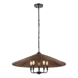 Safavieh Palmera 5 Light 30 Inch Iron/Rattan Pendant , PND4211