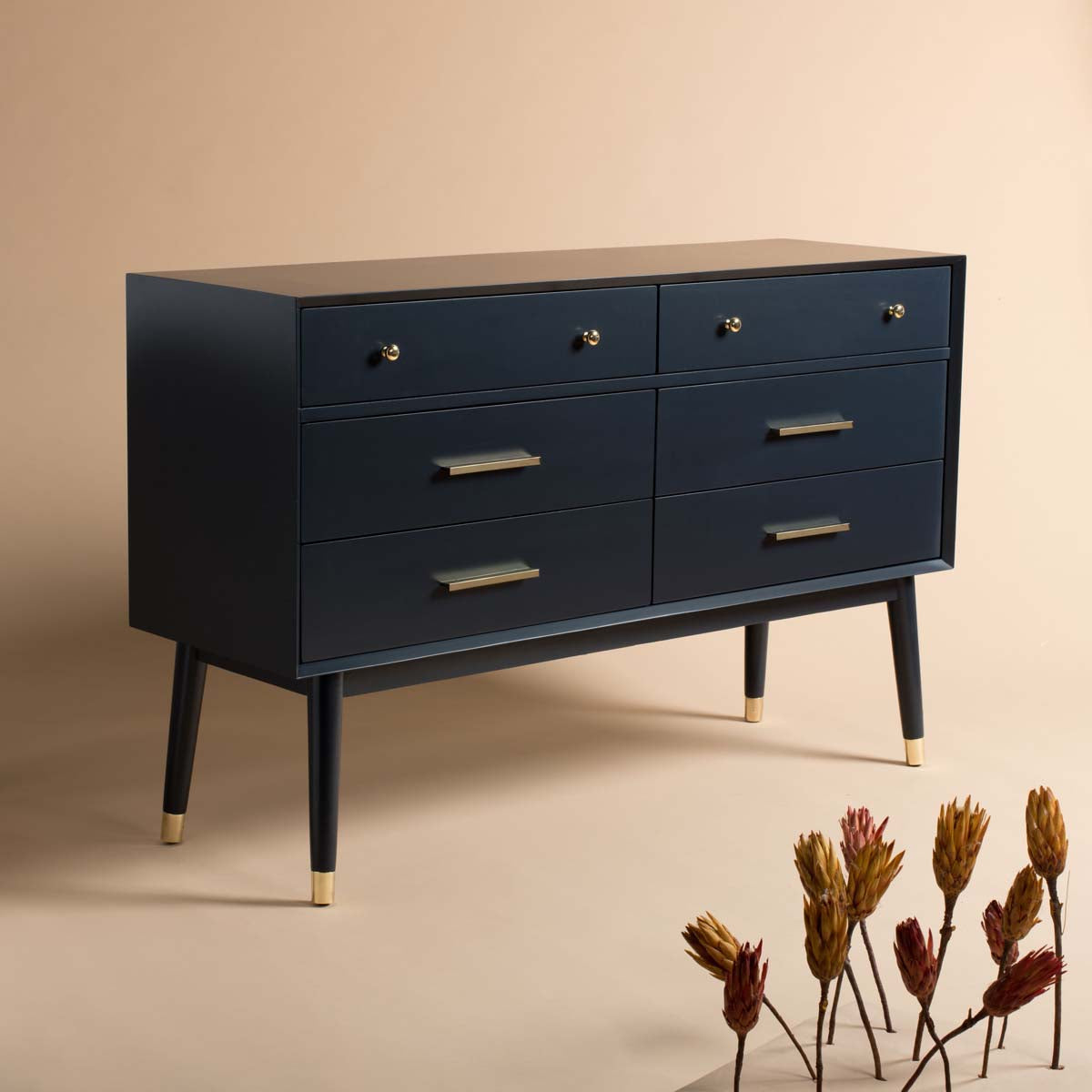 Safavieh Couture Madden Retro Dresser - Navy / Brass