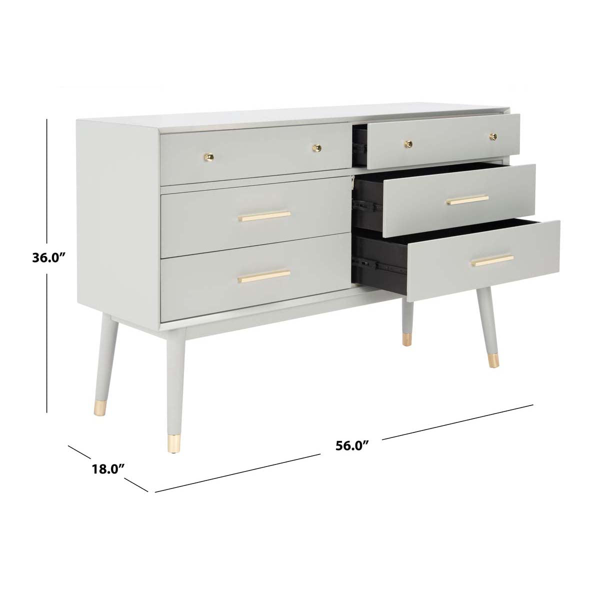 Safavieh Couture Madden Retro Dresser - Grey / Brass