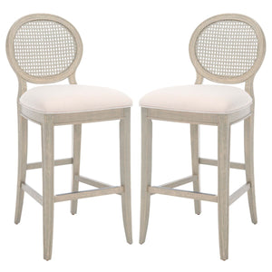 Safavieh Couture Karlee Rattan Back Barstool (Set of 2), SFV2132