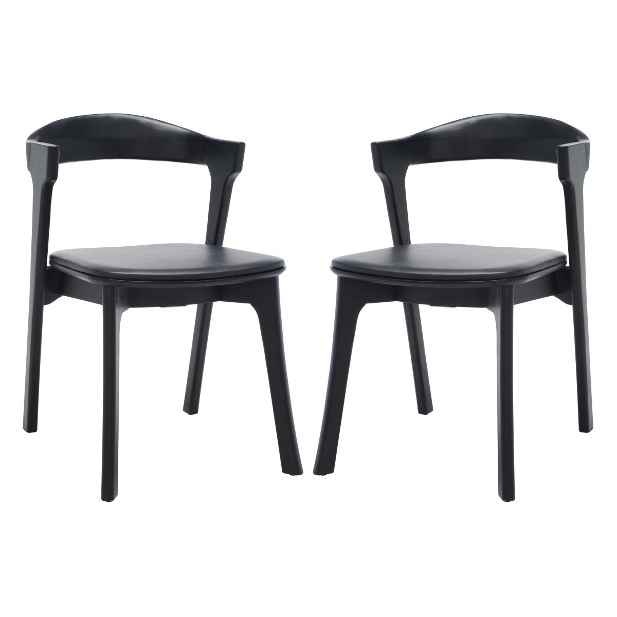 Safavieh Couture Brylie Wood And Leather Dining Chair(Set of 2) , SFV4126 - Black