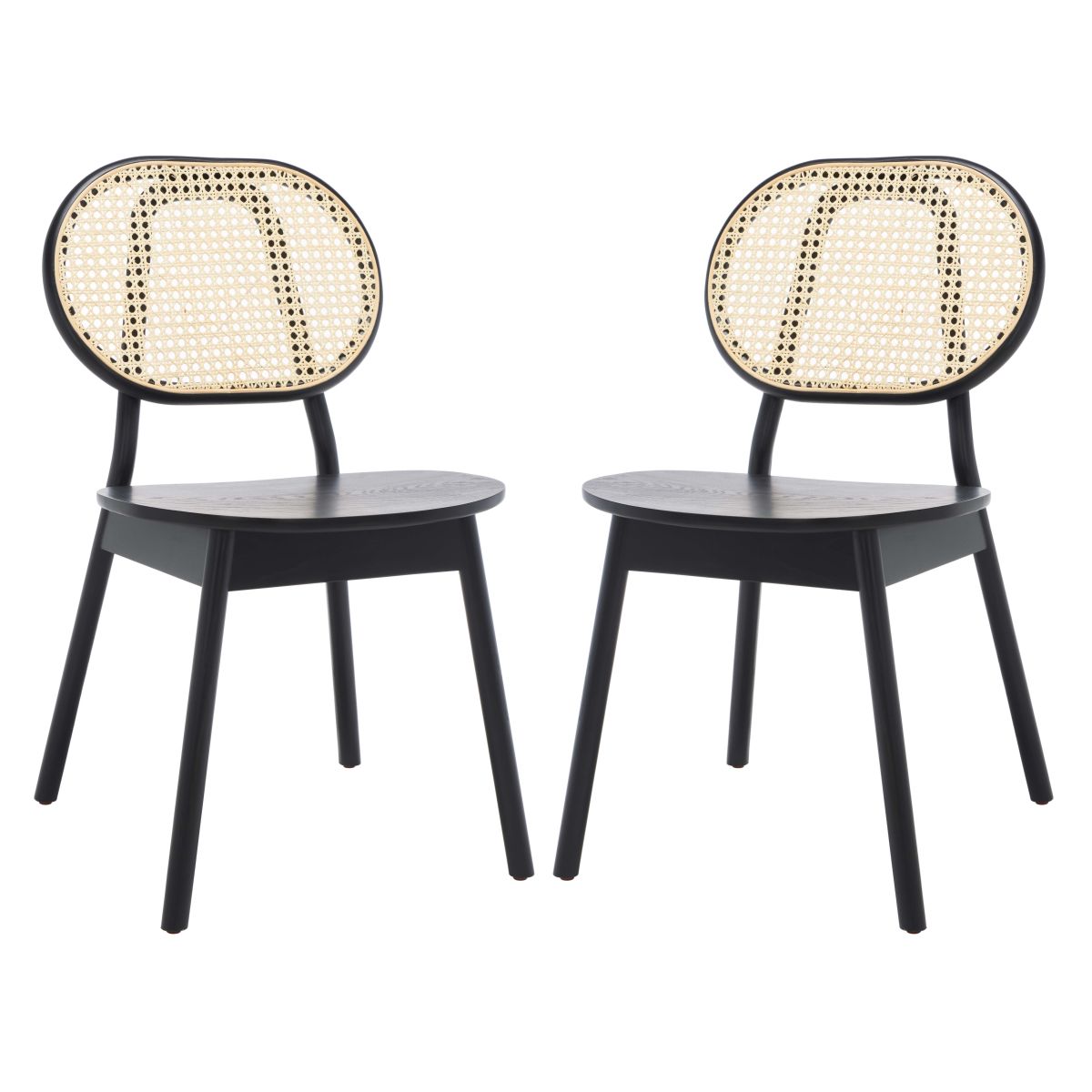 Safavieh Couture Kristianna Rattan Back Dining Chair(Set of 2) , SFV4127 - Black / Natural