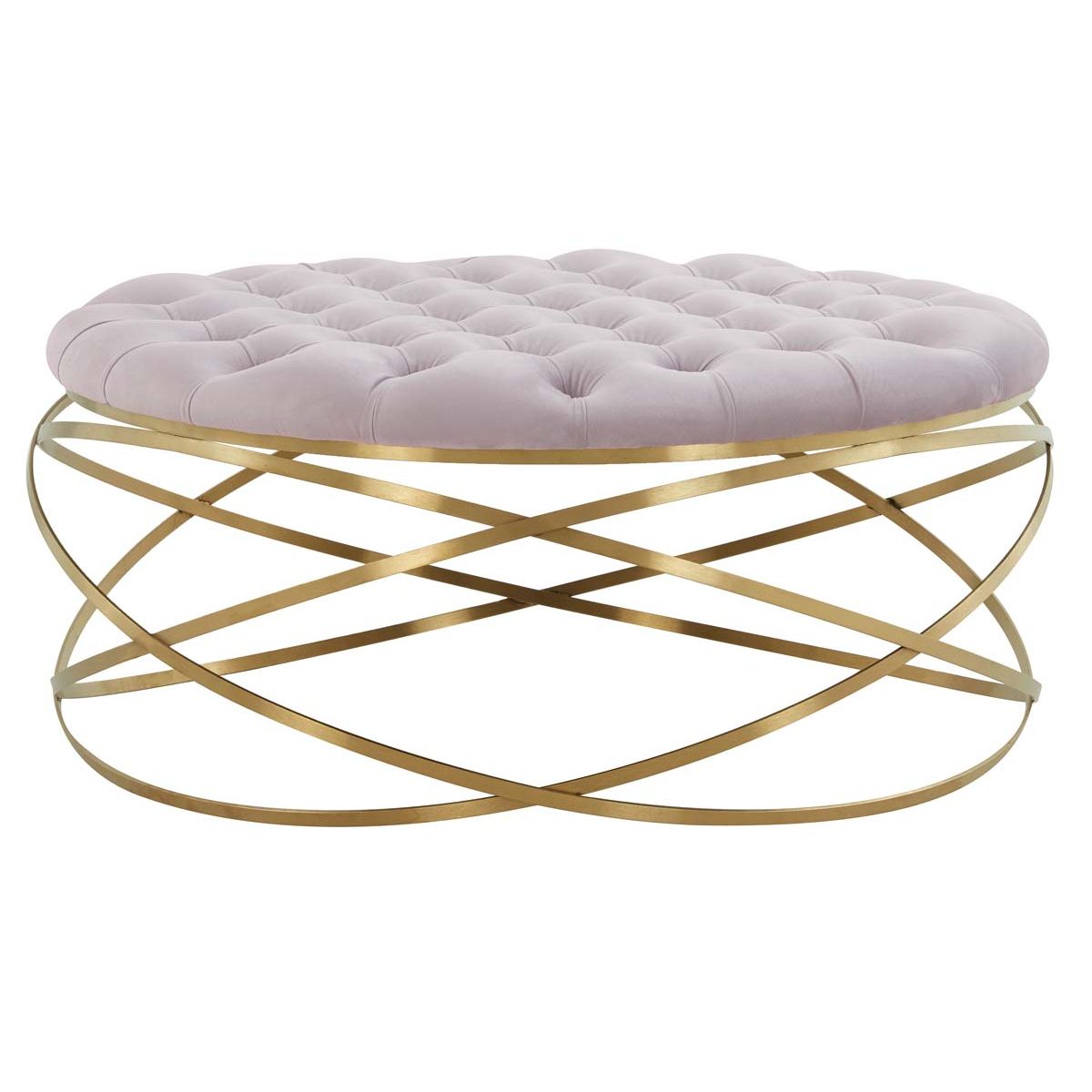 Safavieh Couture Rumi Tufted Velvet Ottoman - Pale Taupe