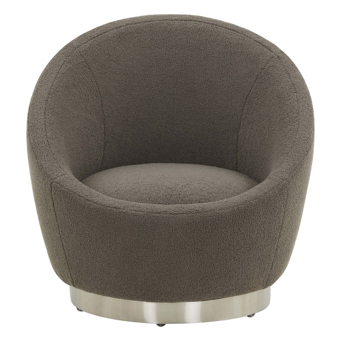 Safavieh Couture Pippa Faux Lamb Wool Swivel Chair - Dark Grey / Silver