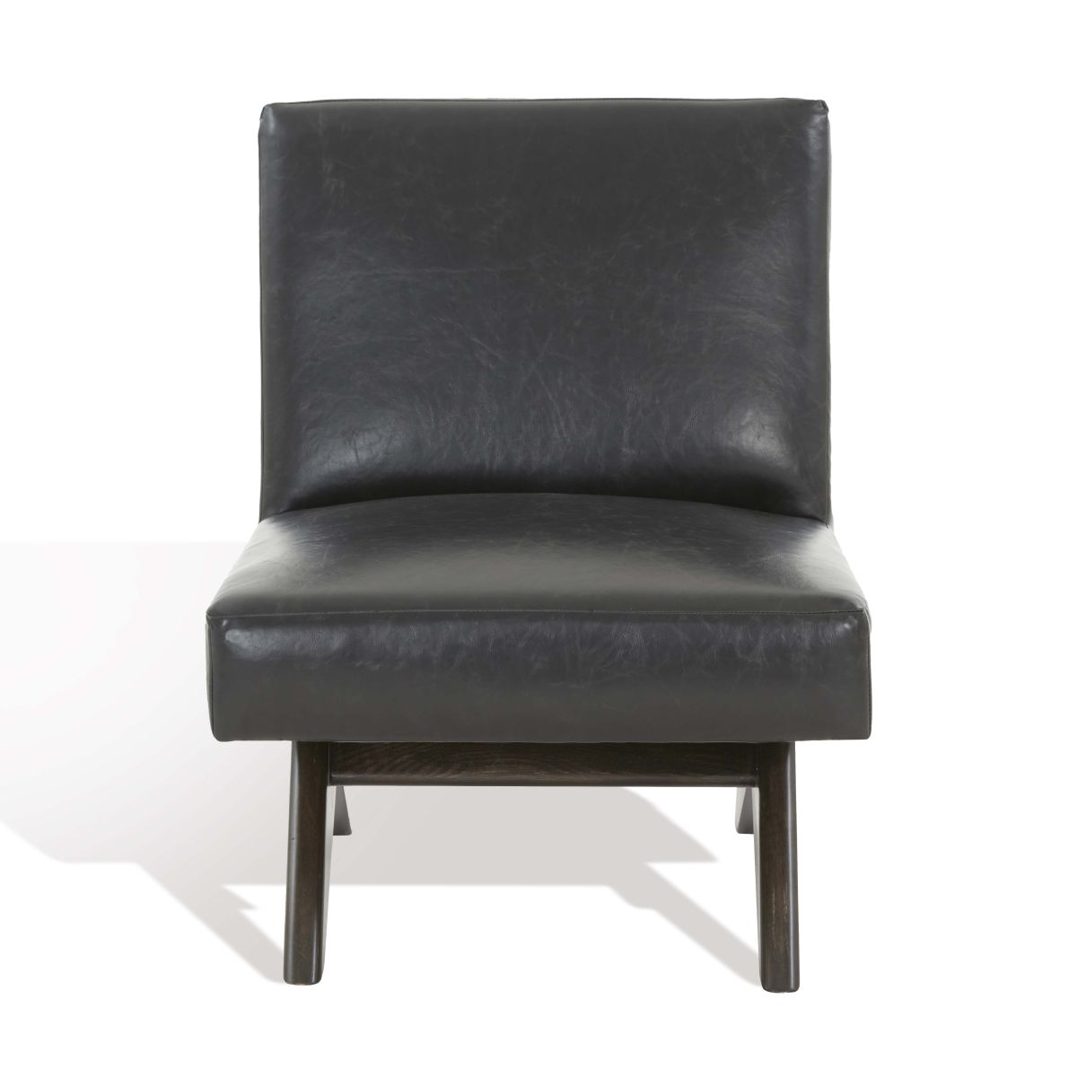 Safavieh Couture Deasha Vegan Leather Accent Chair - Black / Walnut