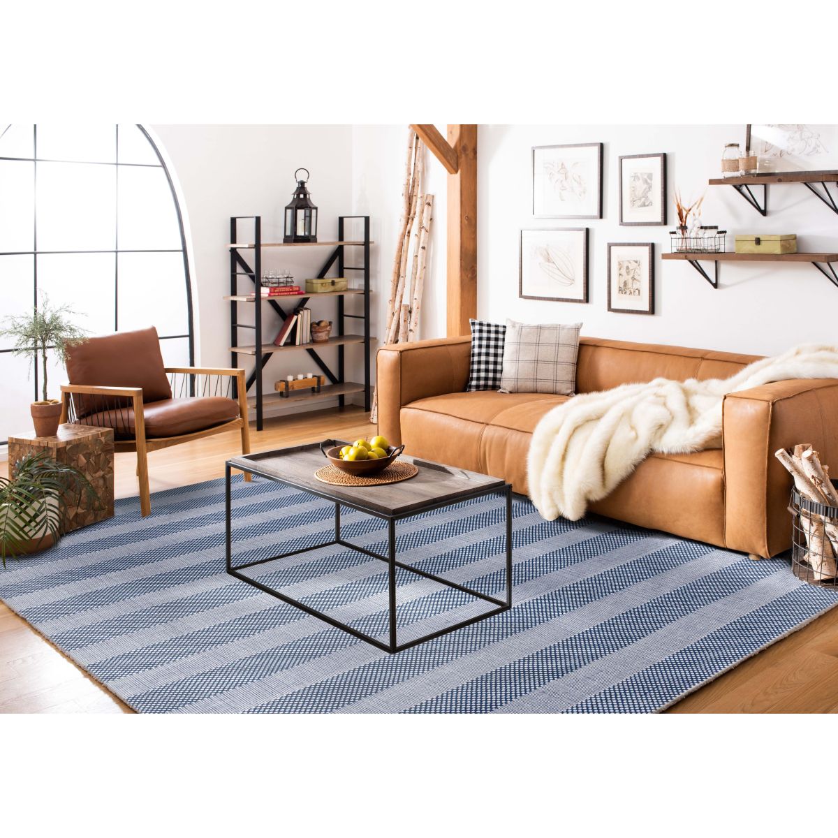 Safavieh Striped Kilim 802 Rug, STK802 - Ivory / Blue