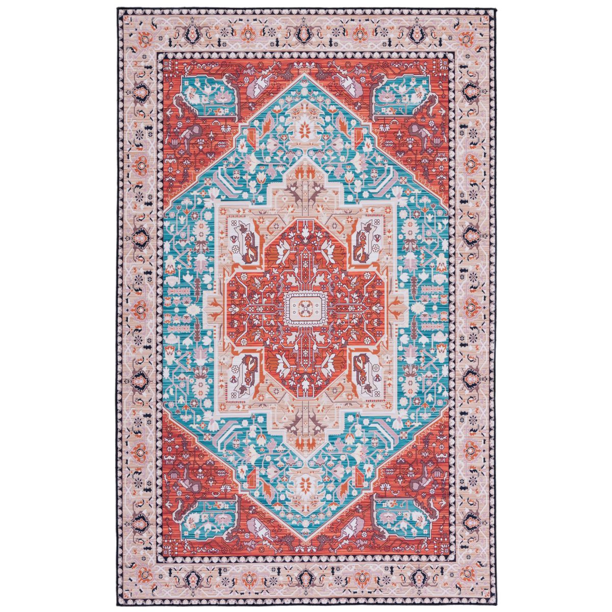 Safavieh Tucson 120 Rug, TSN120 - Aqua / Rust