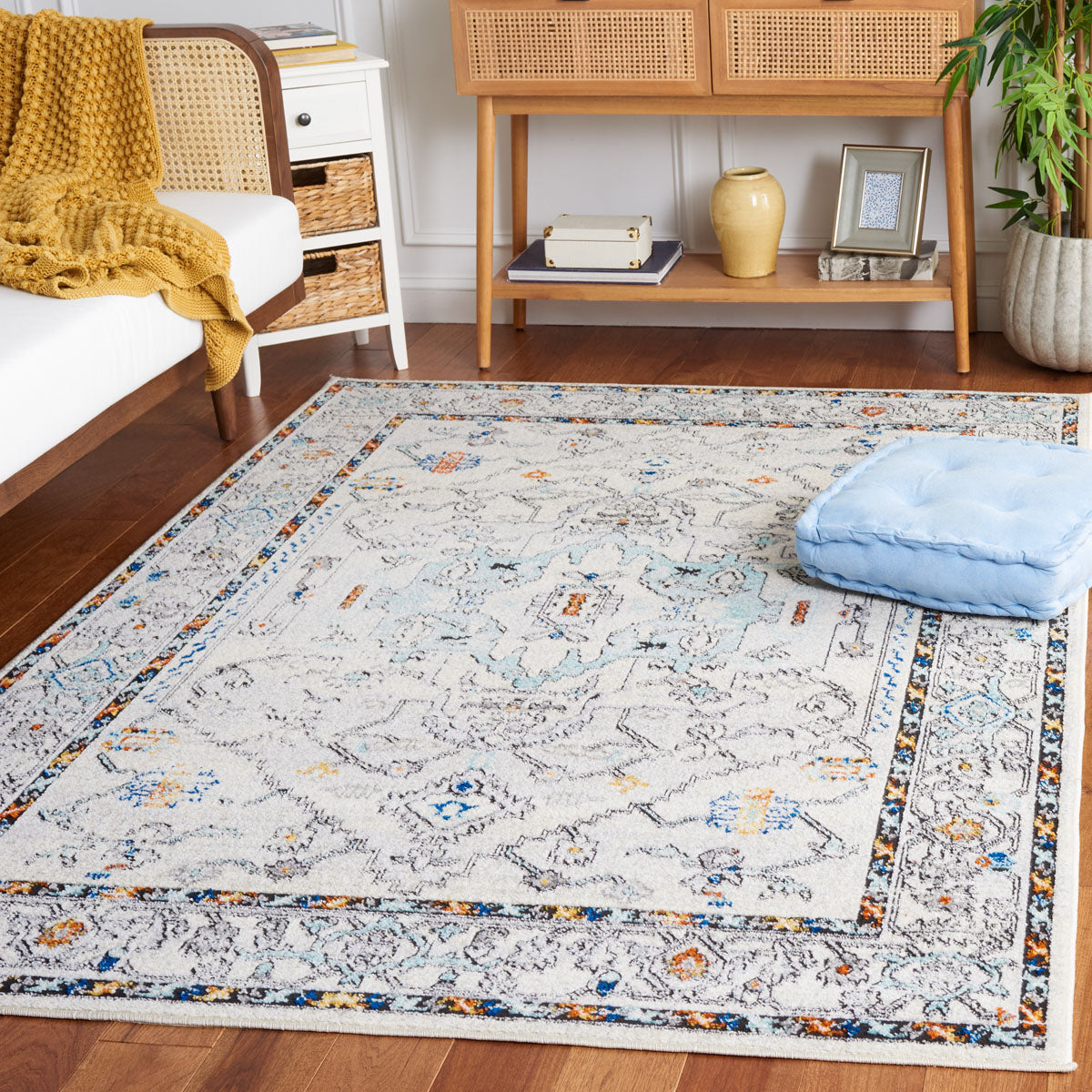 Safavieh Tulum 661 Rug, TUL661 - IVORY GREY / BLUE RUST