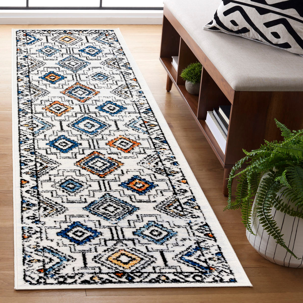 Safavieh Tulum 662 Rug, TUL662 - IVORY GREY / BLUE RUST