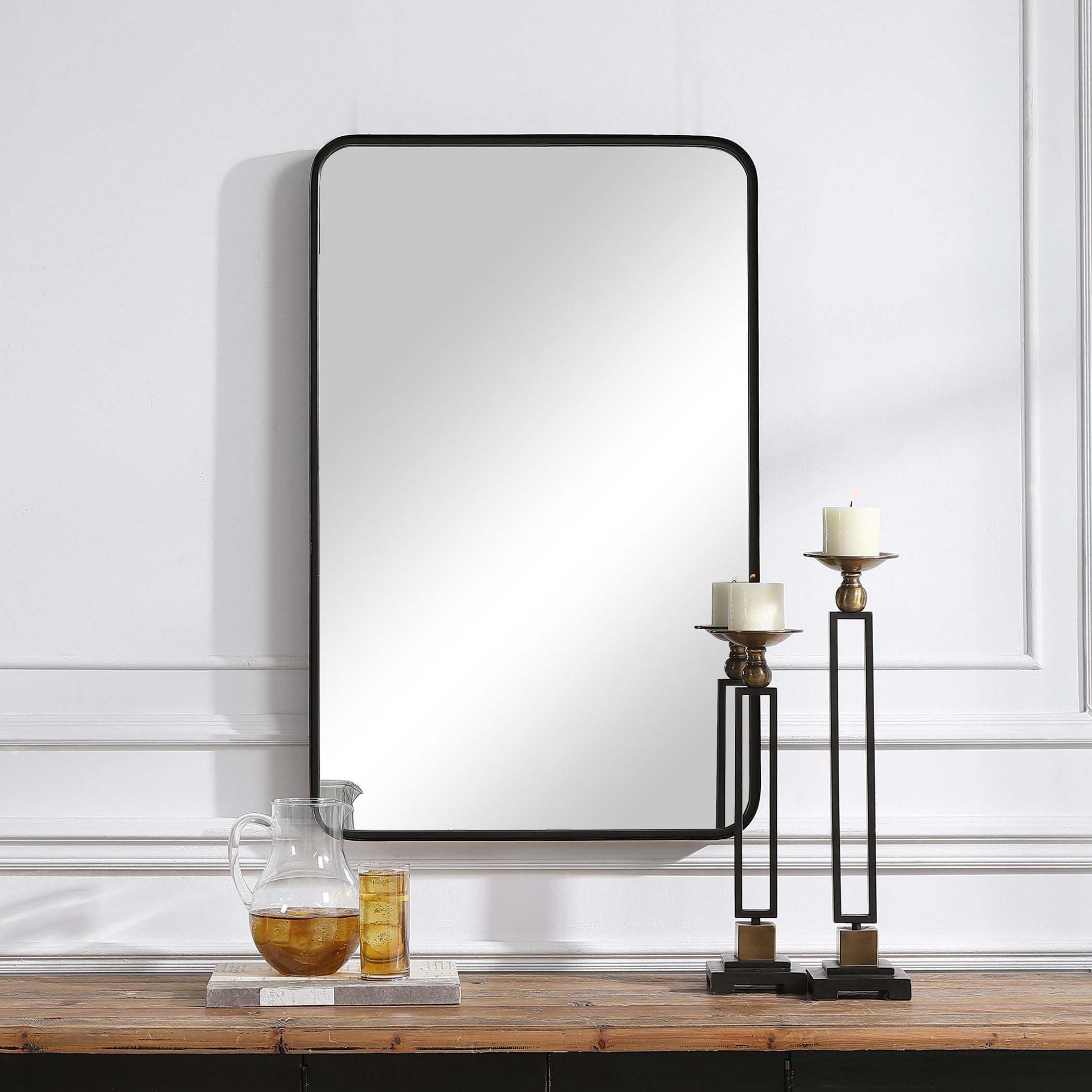 Decor Market Contemporary Metal Frame Mirror - Black