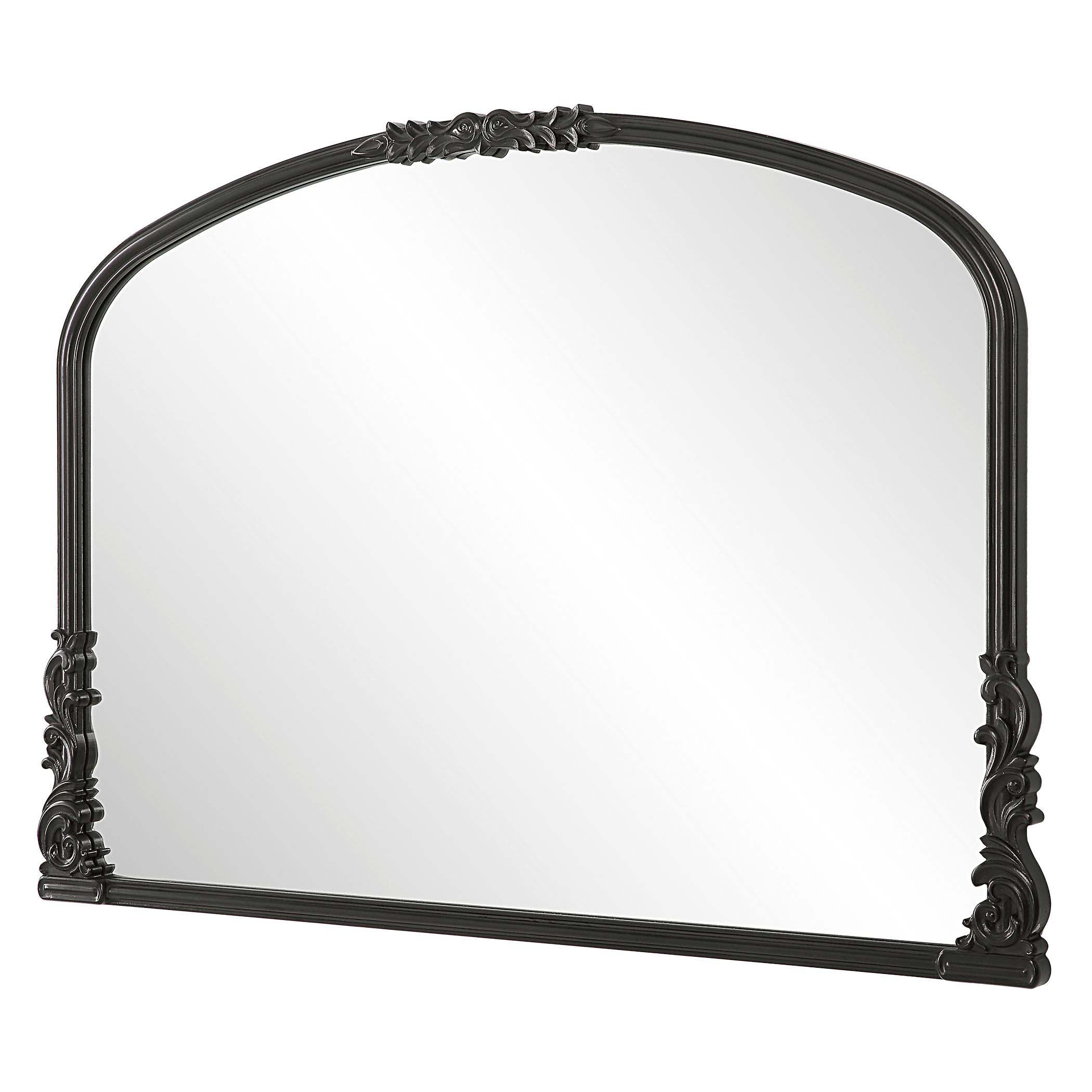 Satin Black Decor Market Mirror Gray Glaze Wide