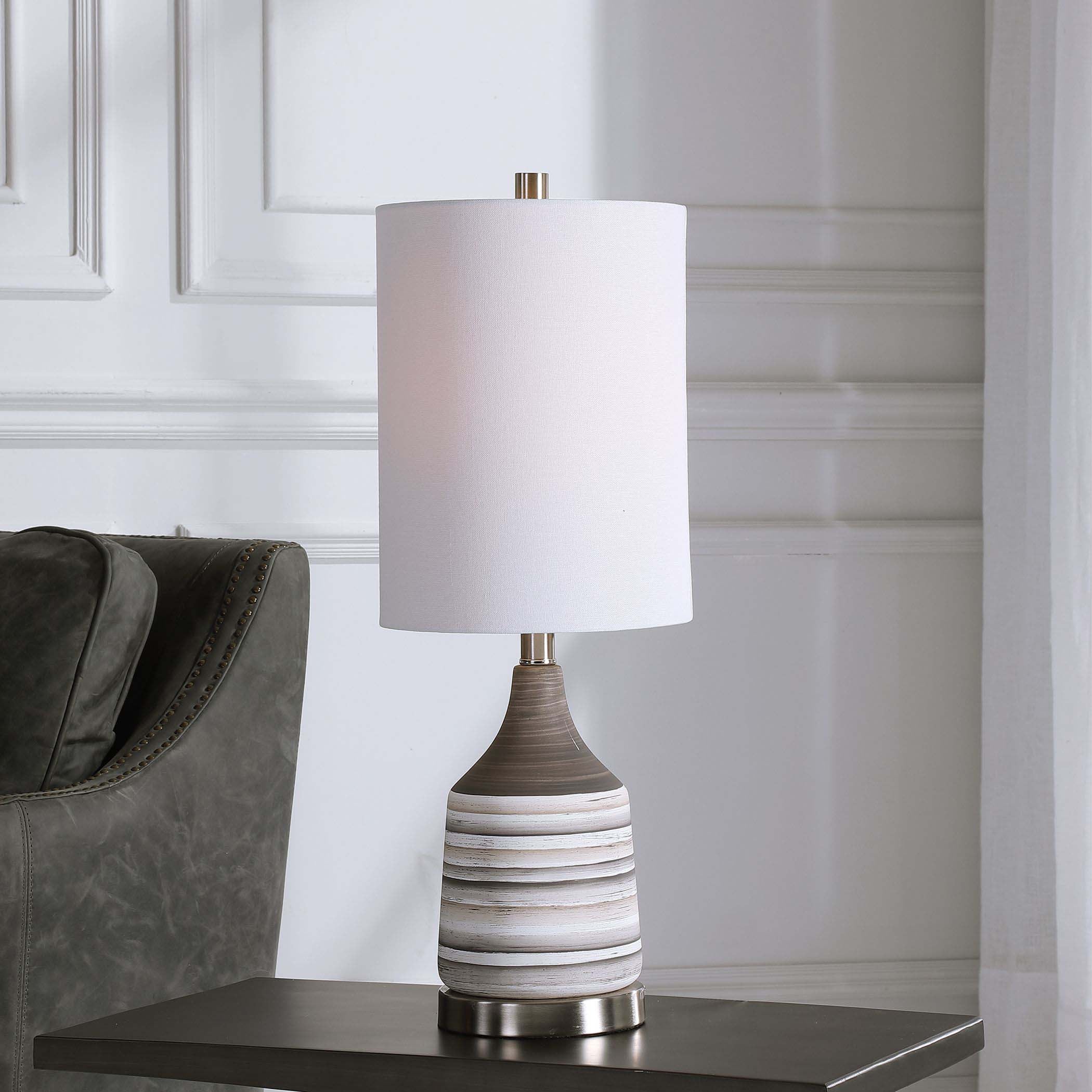 Decor Market Table Lamp With Matte Finish On The Ceramic Base And A Mixture Of Charcoal