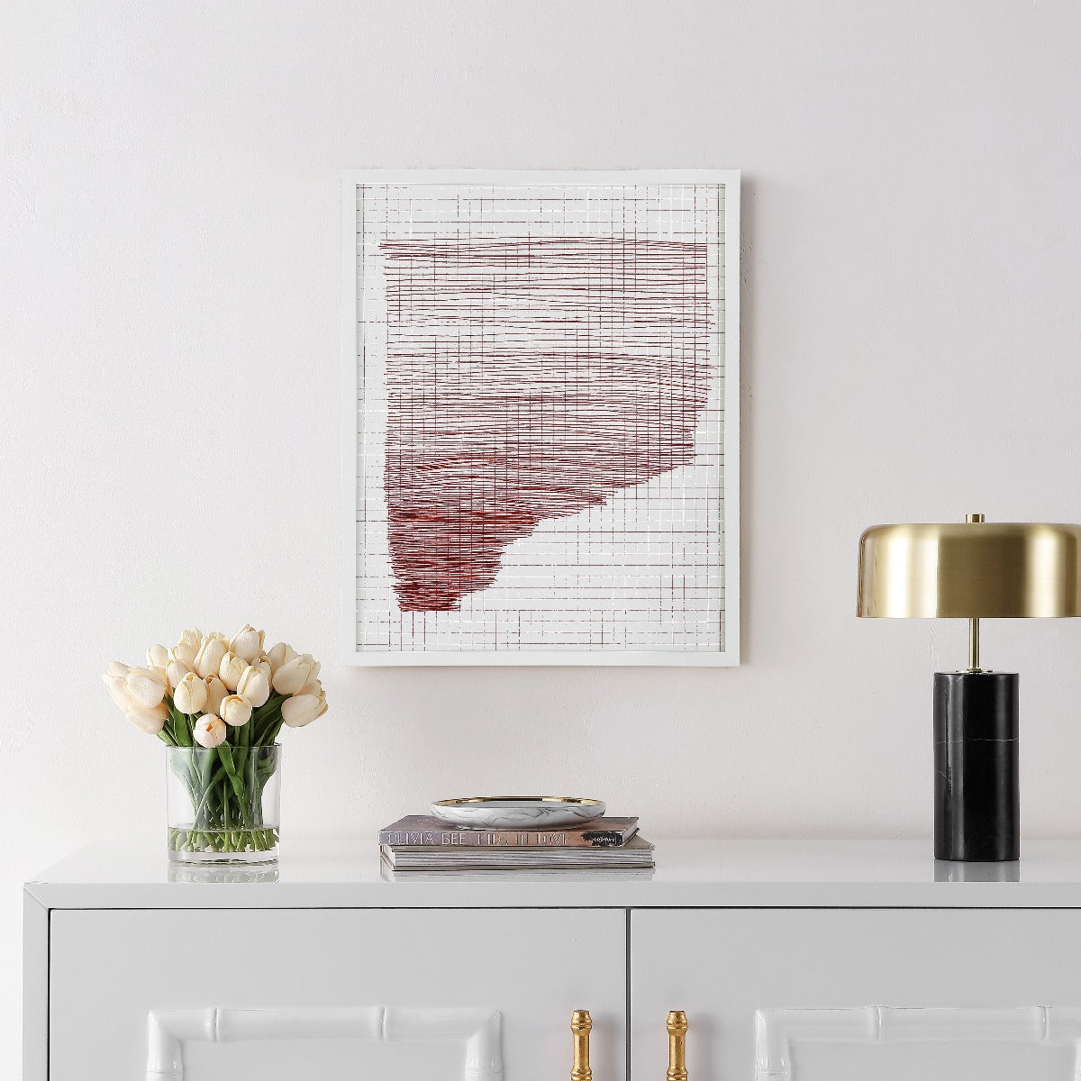 Safavieh The Architect's Daydream 16x20 Inch Framed Wall Art , WLA2007 - Red / Ivory